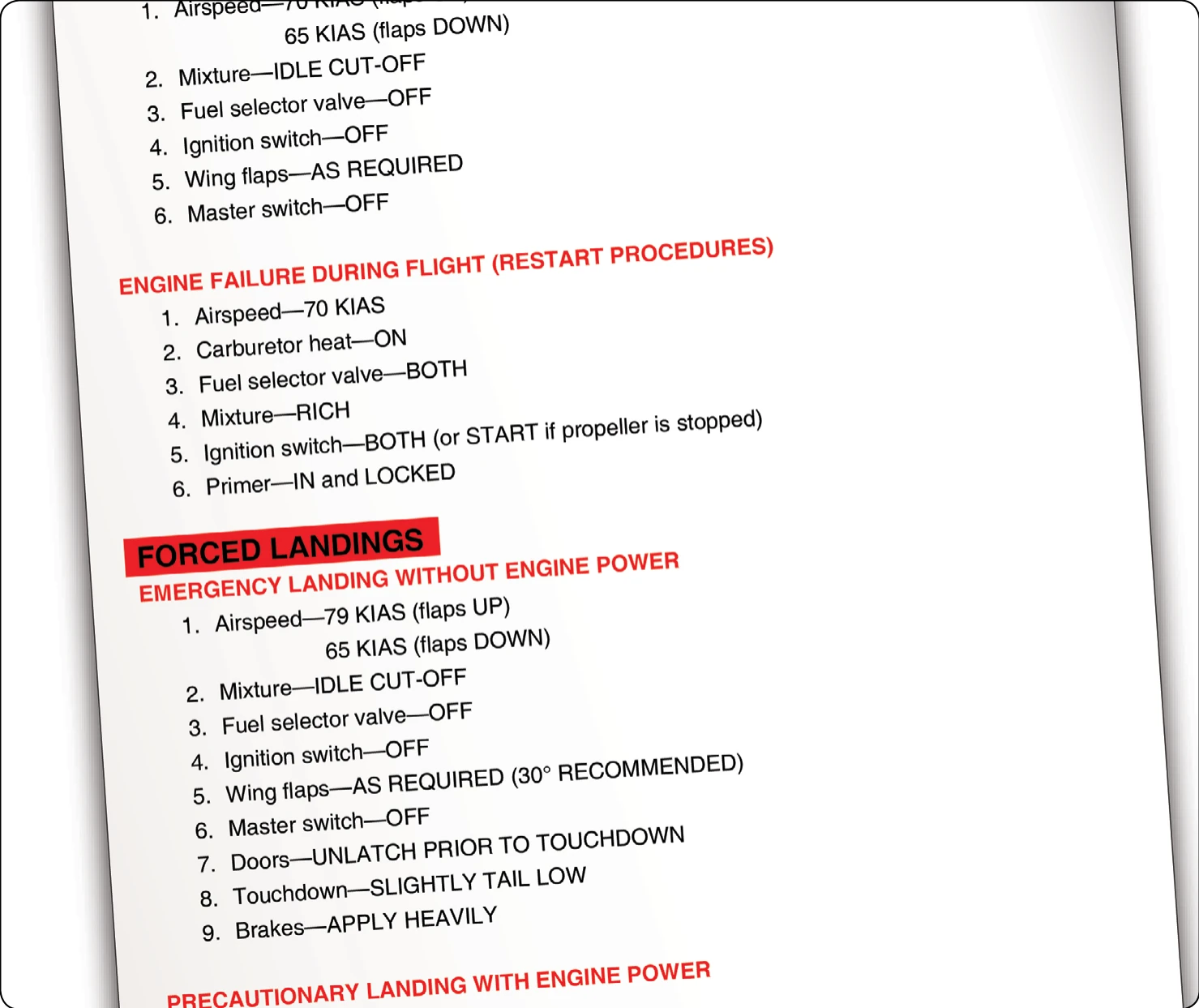 Sample emergency checklist.