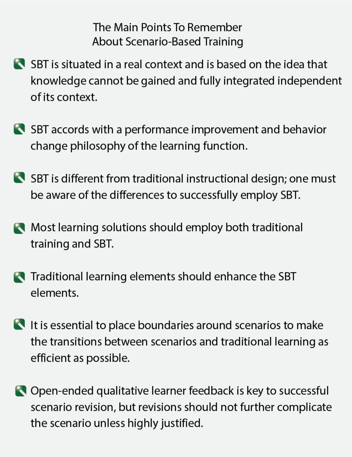 Figure 7-8. Points to remember about scenario-based training.