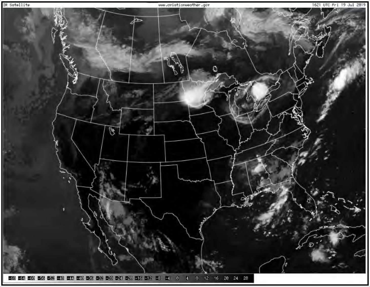 Figure 24-21. Unenhanced Infrared (Black and White) Satellite Image—U.S. Example