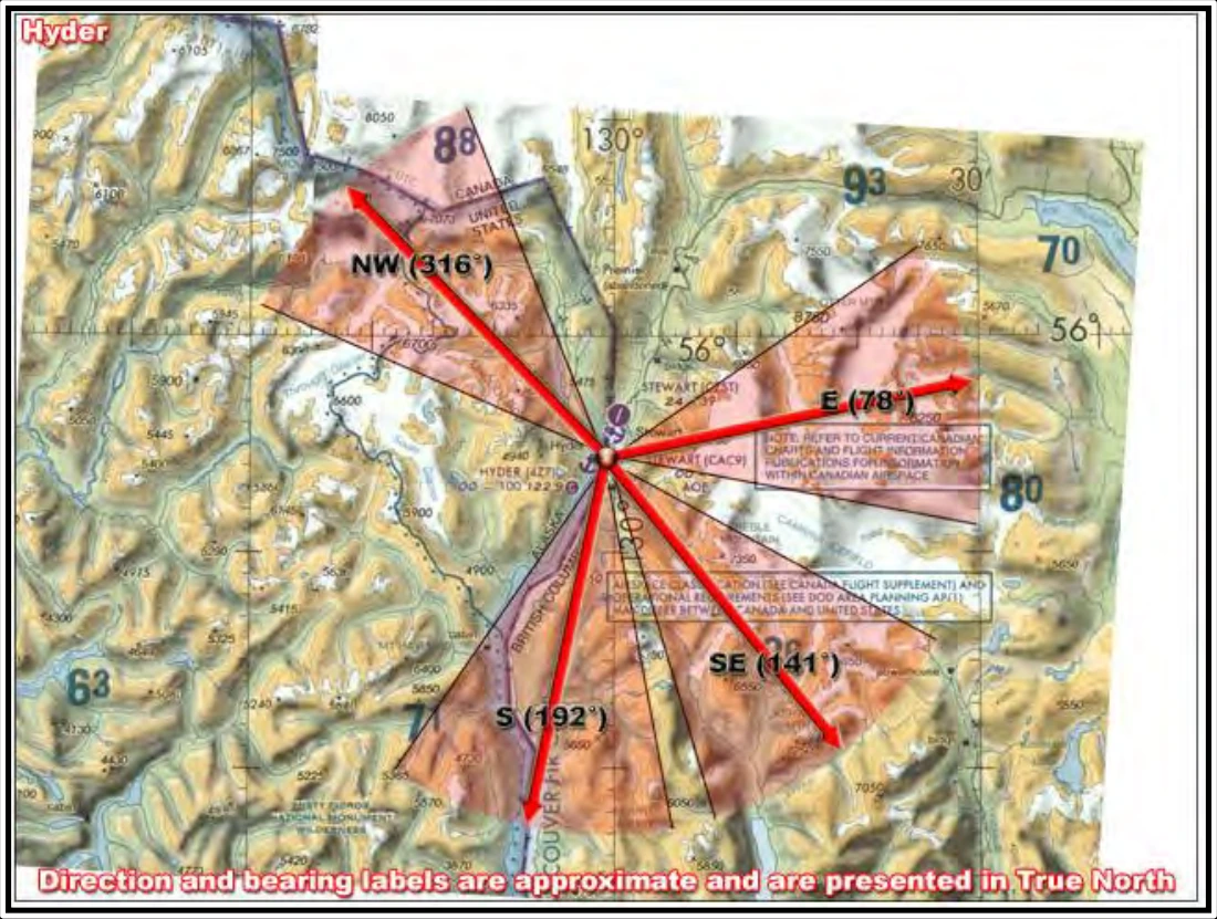 Figure 24-30. Sectional Chart Depicting Hyder (4Z7), Alaska Camera Orientations