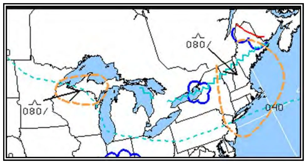 Figure 27-13. Low-Level SIGWX Chart Turbulence Forecast—Example