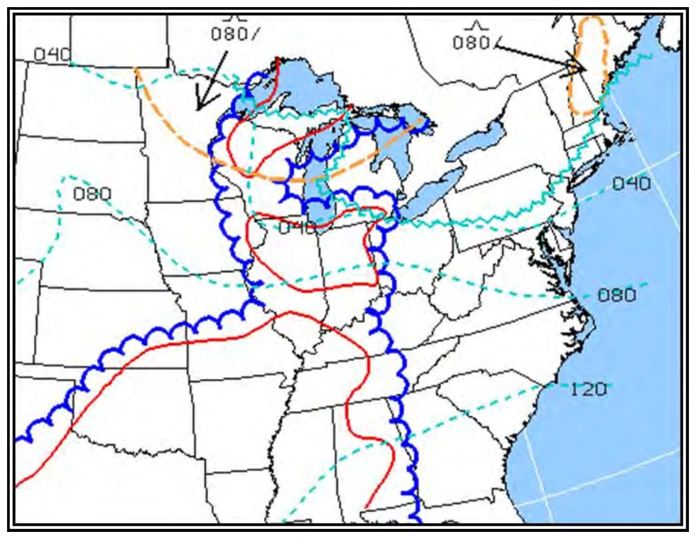 Figure 27-14. Low-Level SIGWX Chart Freezing Level Forecast—Example