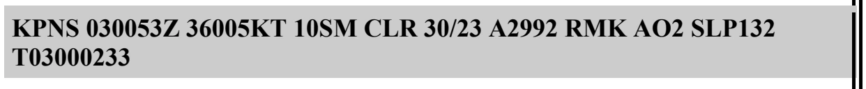 Table 24-1. An Example of a Decoded METAR for an Aviation Weather Website