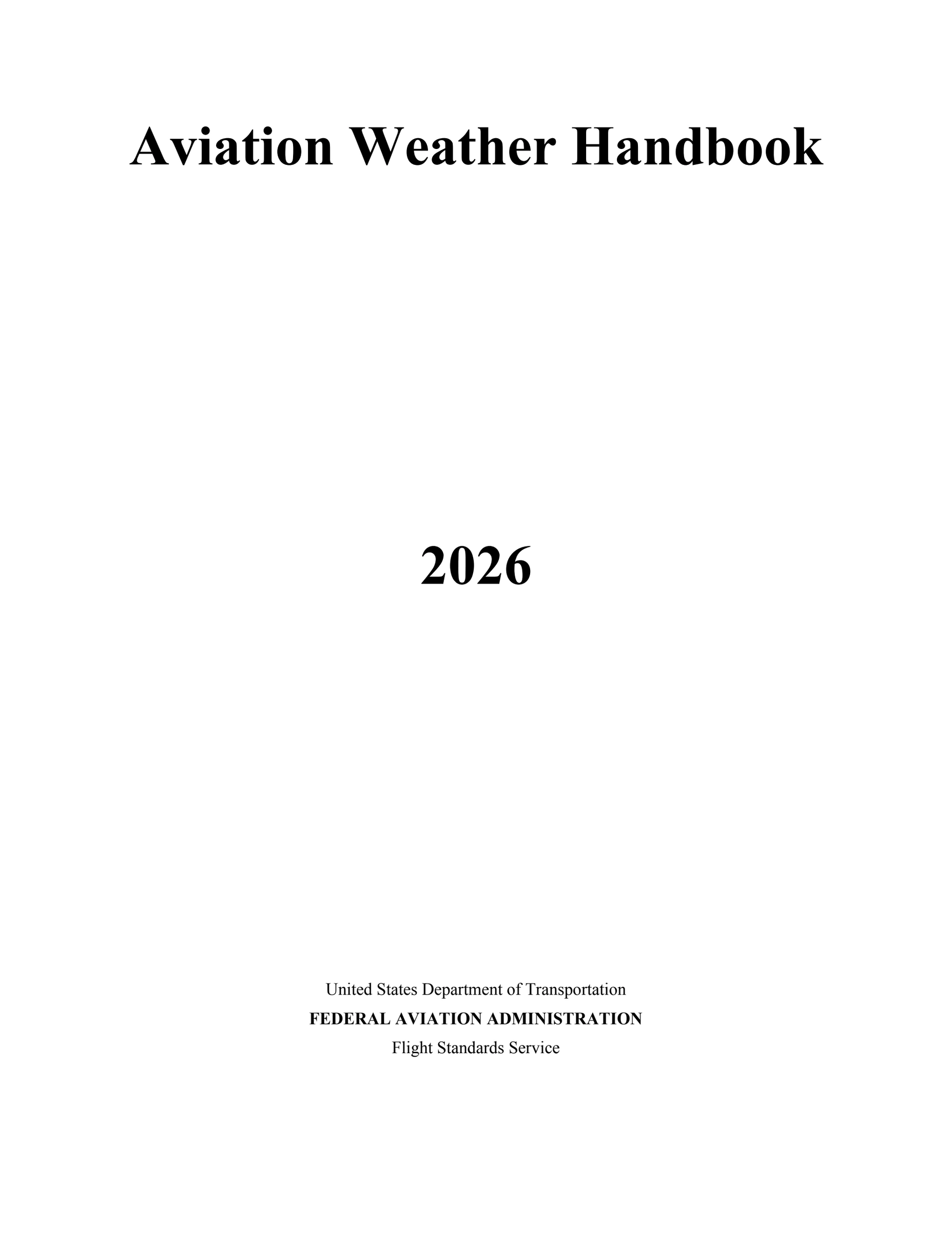 Aviation Weather Handbook title page, 2026.