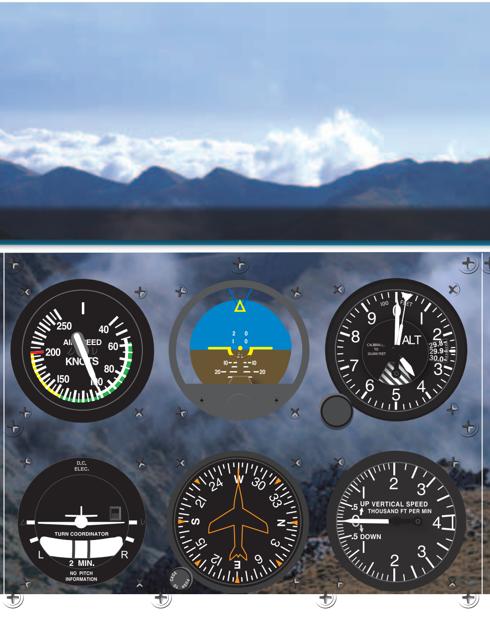 Figure 7-1. Pitch attitude and airspeed in level flight, slow cruise speed.