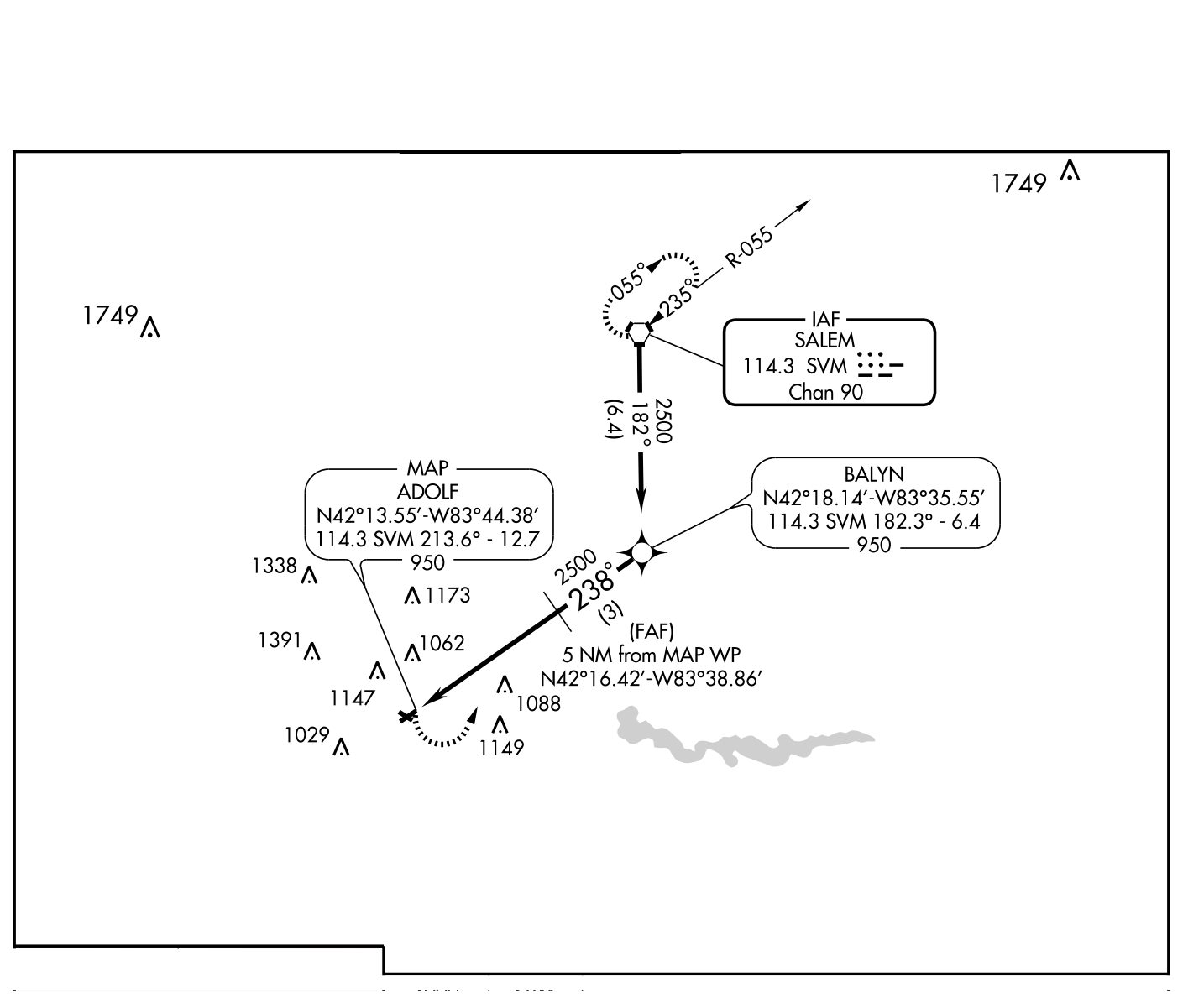 Figure 9-24. VOR/DME RNAV RWY 25 approach (excerpt).