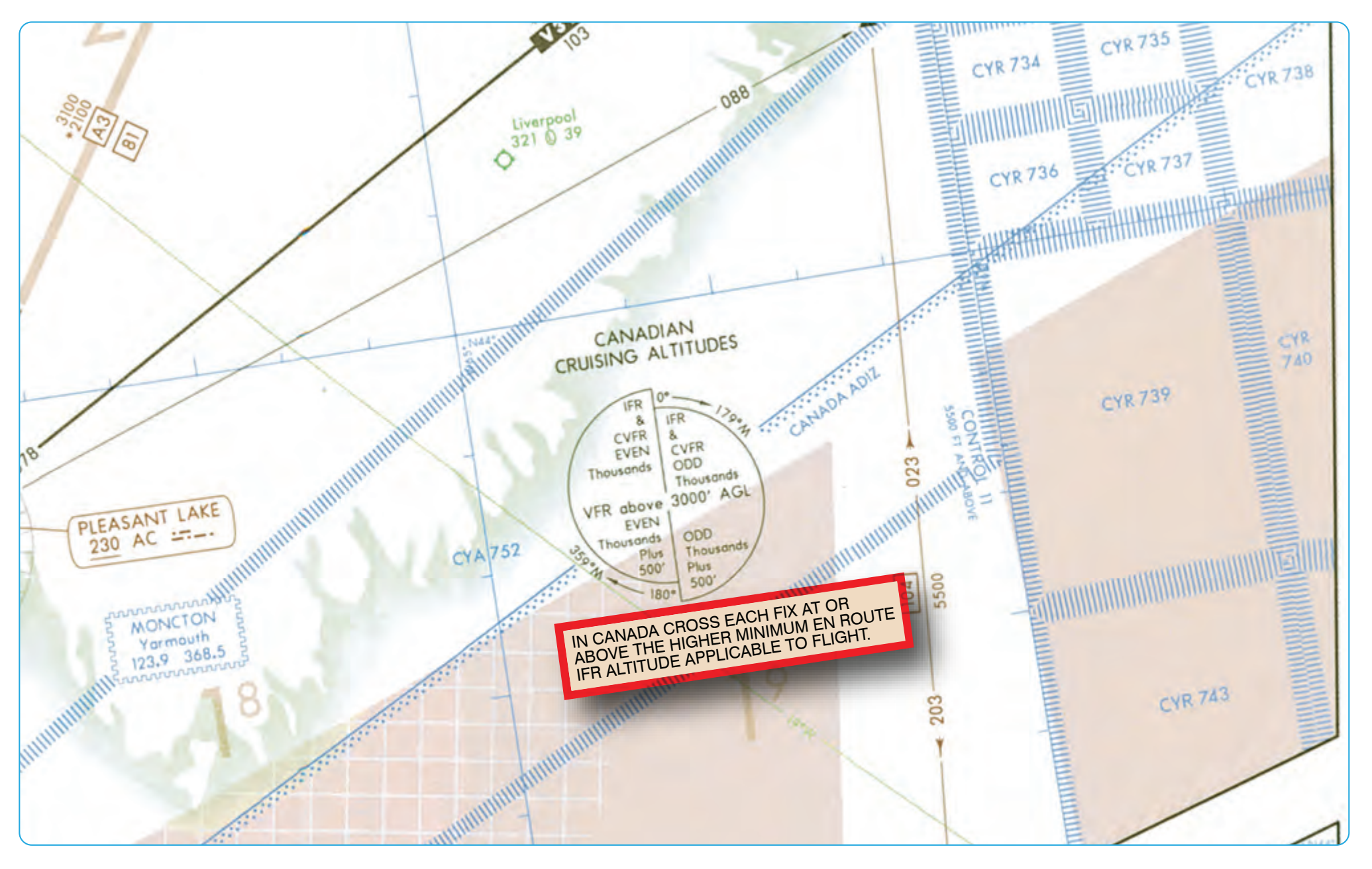 Figure 2-64. En route chart minimum crossing altitude data (outside of the U.S.).