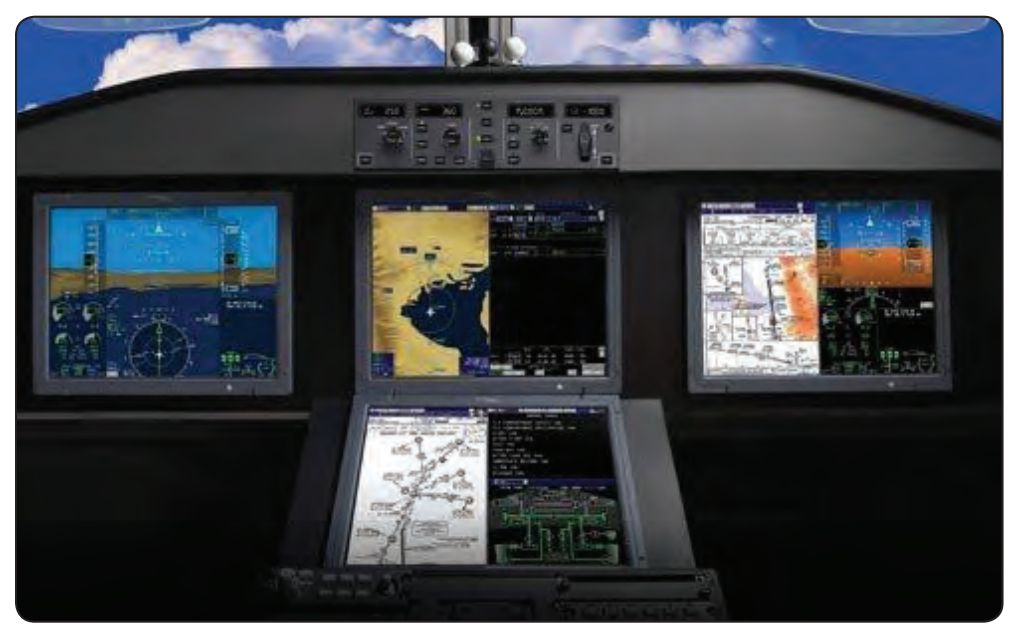 Figure 5-16. Enhanced and synthetic vision displayed on primary flight displays.