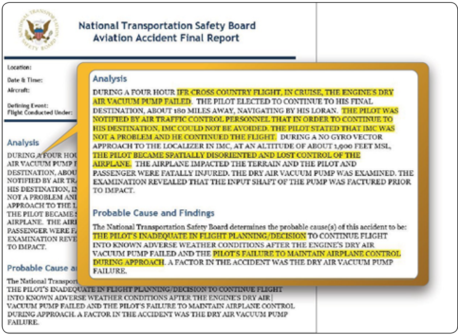 Figure 1-1. Sample NTSB final report.