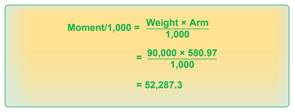 Figure 9-14. Determining the moment/1,000 for the original weight.